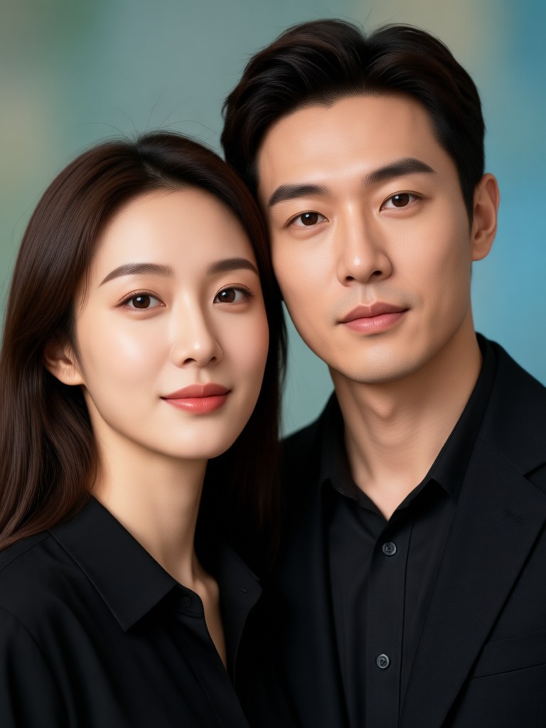 Formal attire AI couple portrait in elegant setting