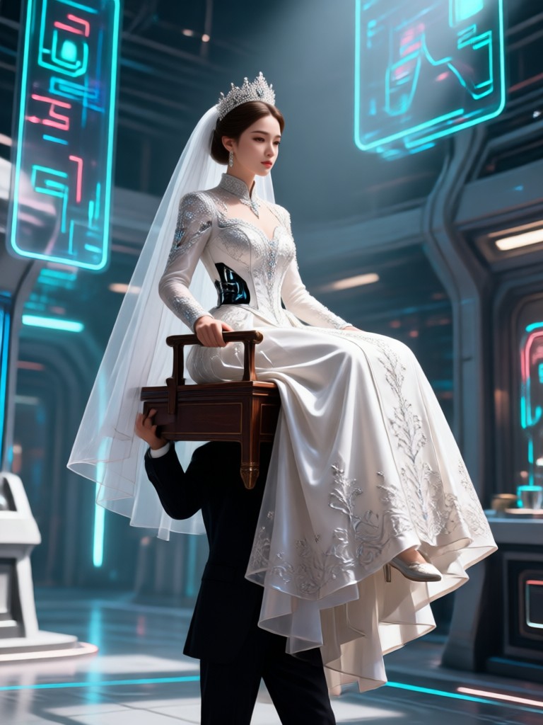 Historical period dress AI bridal carry image