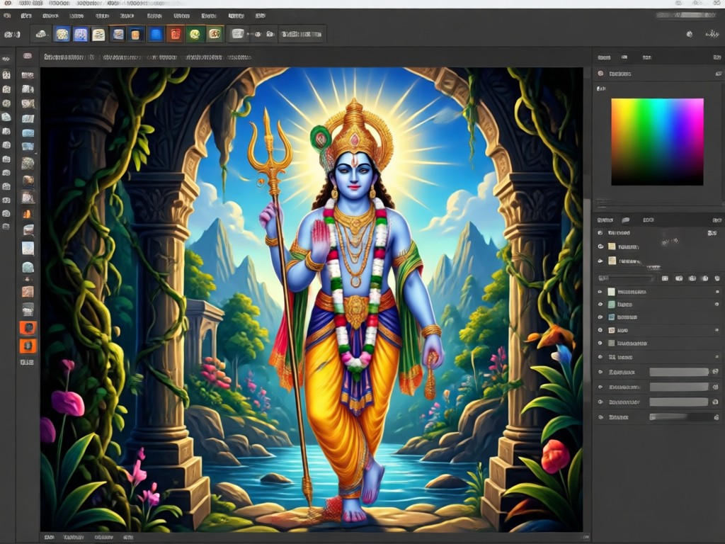 Contoh berbagai gaya seni AI Krishna