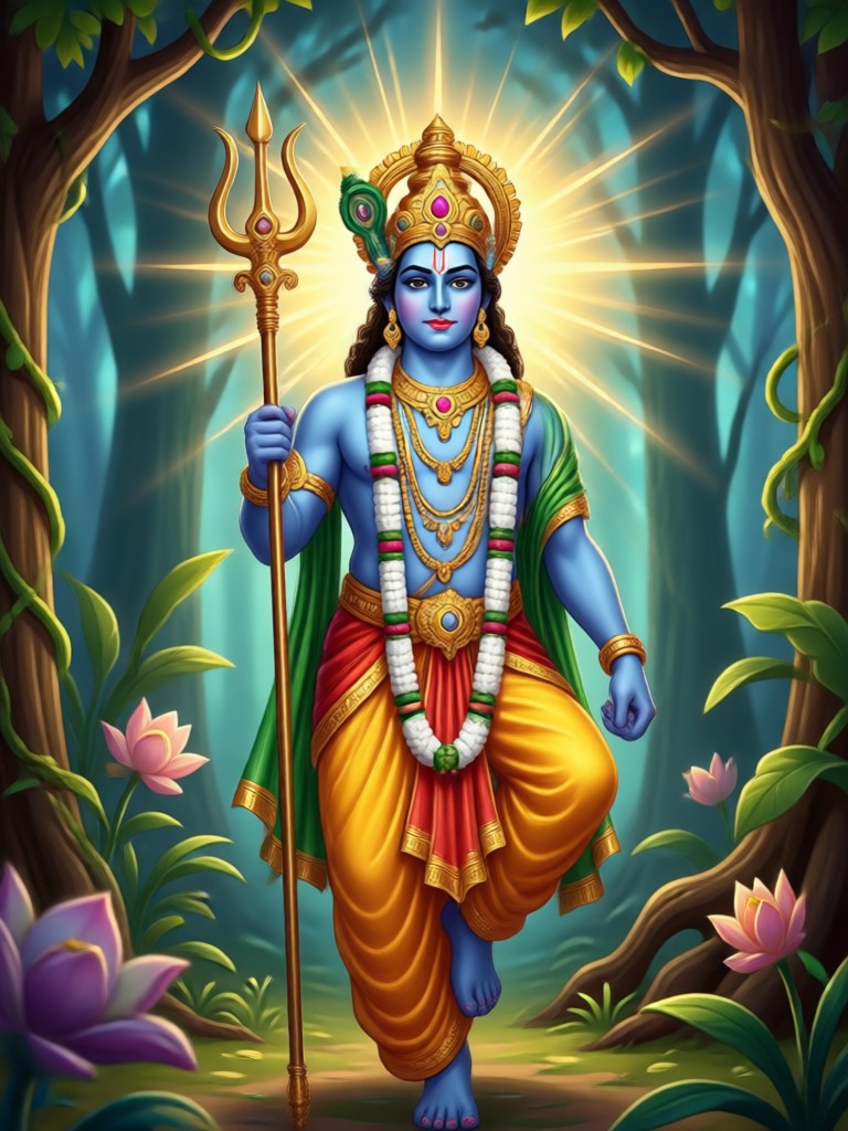 Krishna as charioteer in Mahabharata scene AI generation