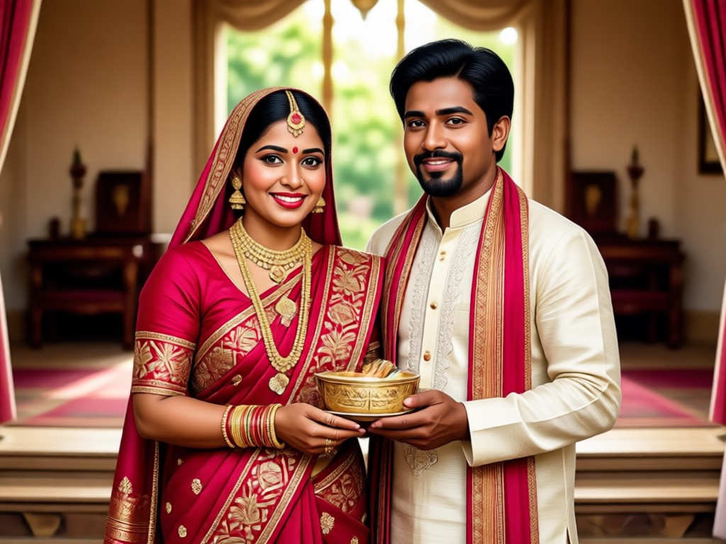 AI generated detailed close-up of Patola saree and gold jewelry