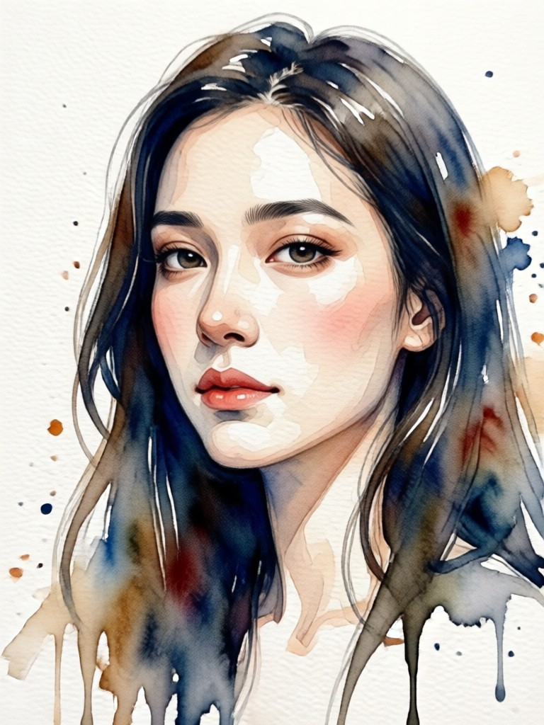 Elderly portrait with textured watercolor effect