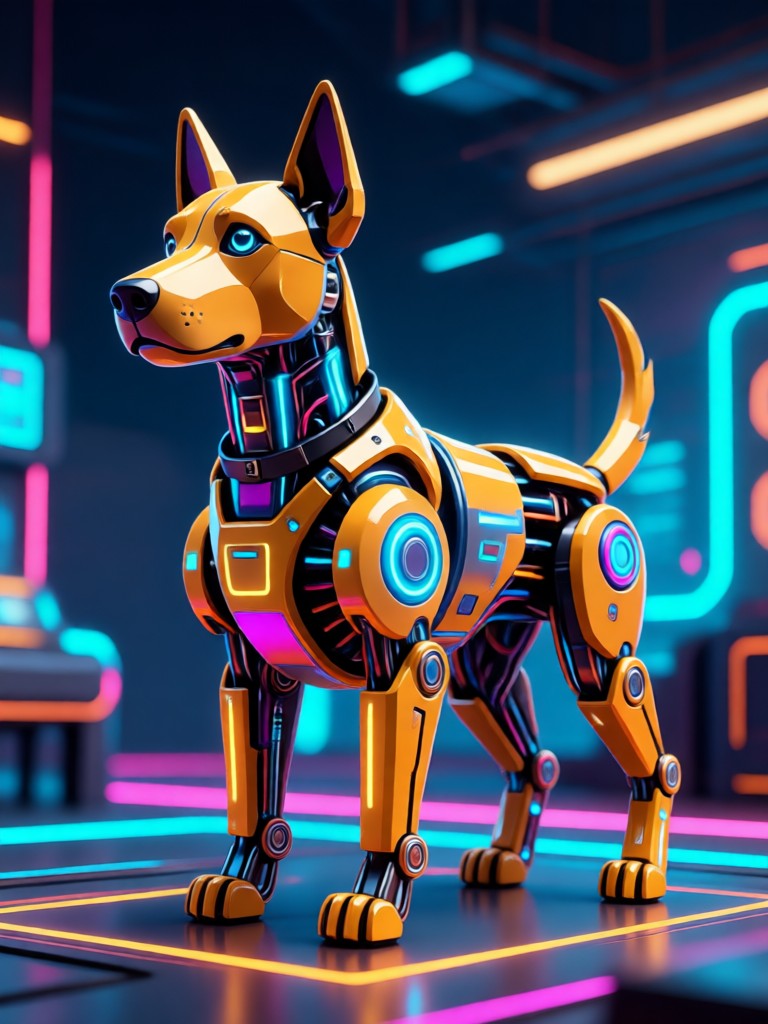 3D clay render of a playful puppy