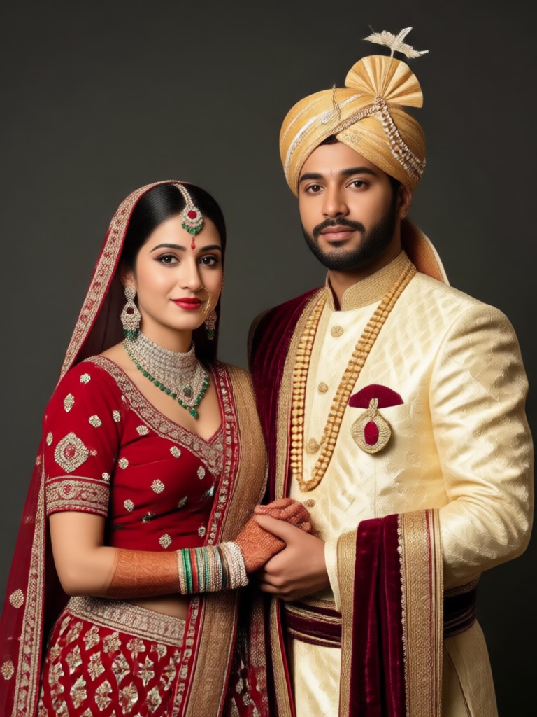 Mughal style royal couple with detailed jewelry