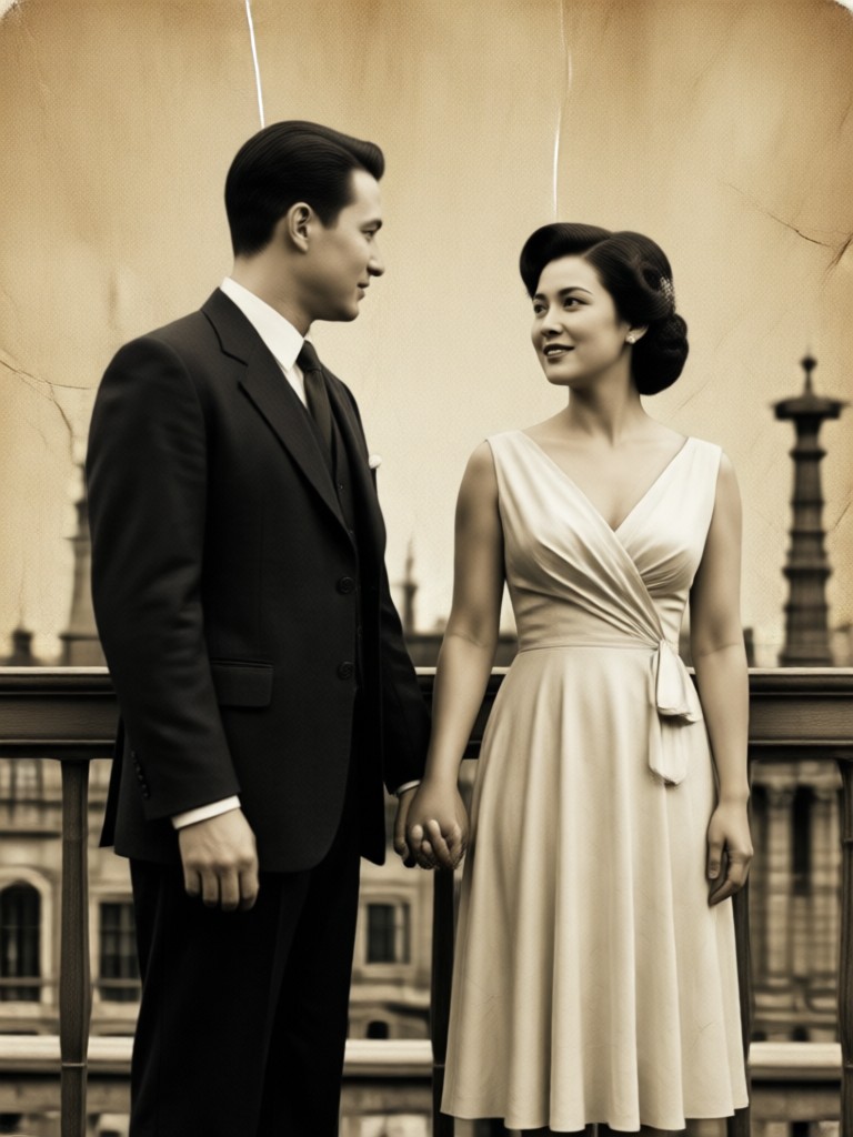 Old Hollywood glamour couple video effect