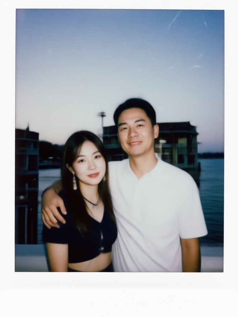 Romantic black and white Polaroid booth picture