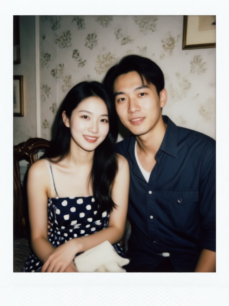 Vintage 90s Polaroid couple photo