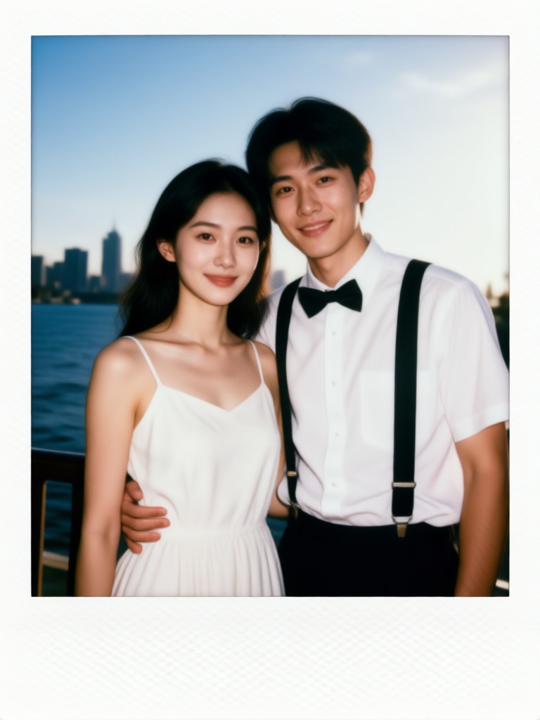 Vintage sepia tone scrapbook polaroid couple