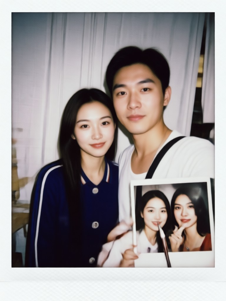 Golden hour Polaroid style portrait