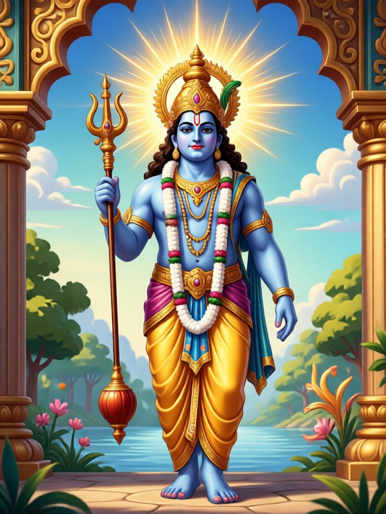 Gaya Krishna Miniatur India Tradisional