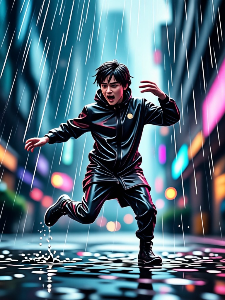 ai generated anime style rain hug video