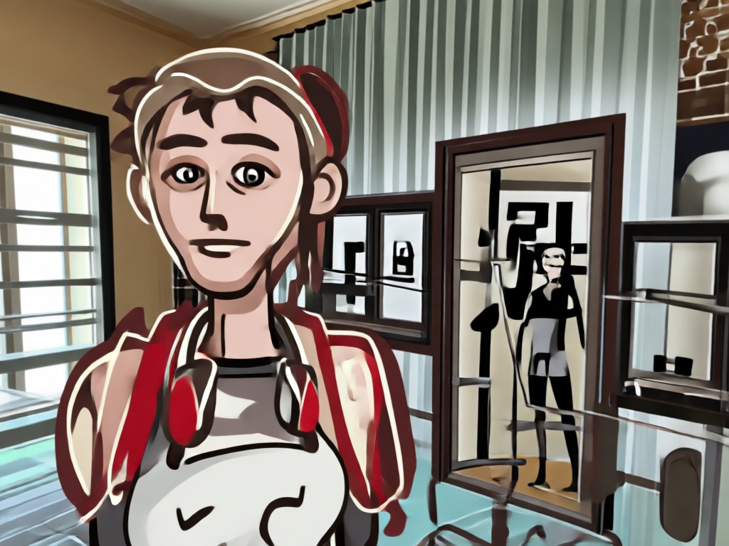 Before and after photo showing preserved identity in generated scene