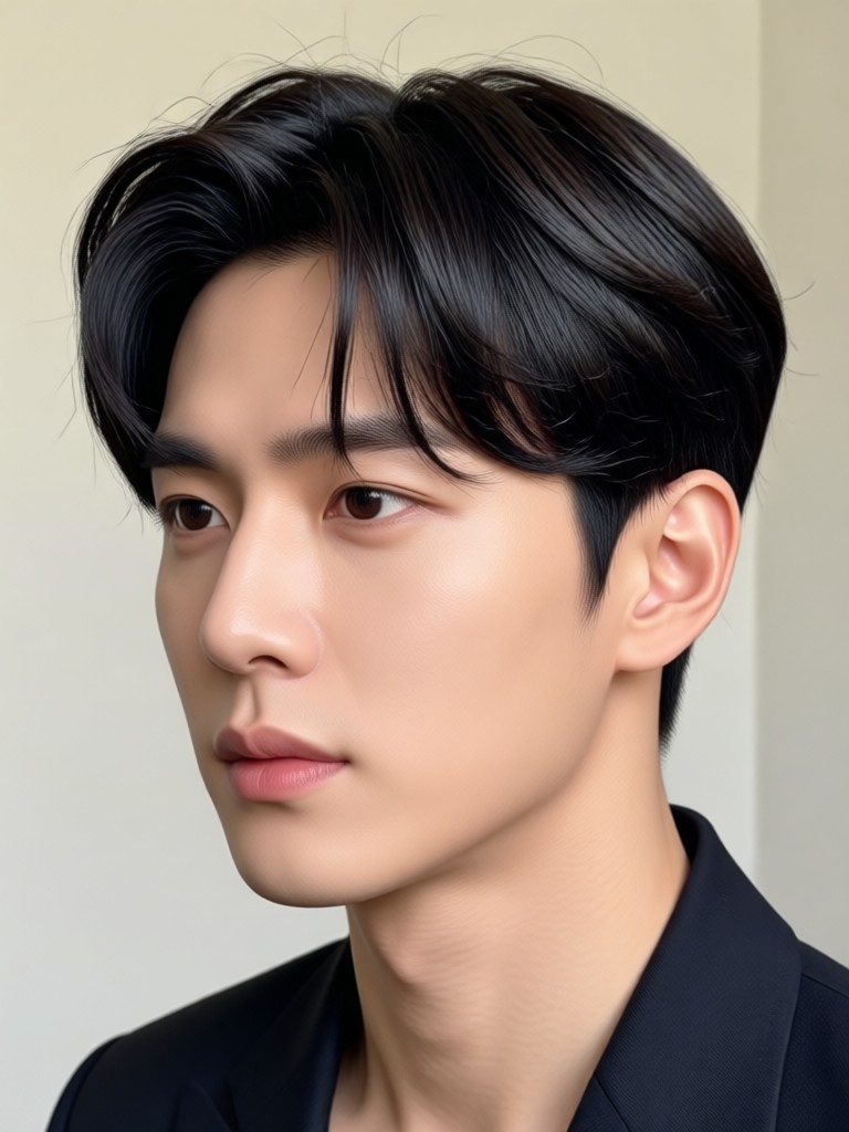 Korean wolf cut hairstyle AI result