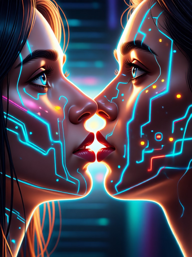 AI video kiss in rain scene