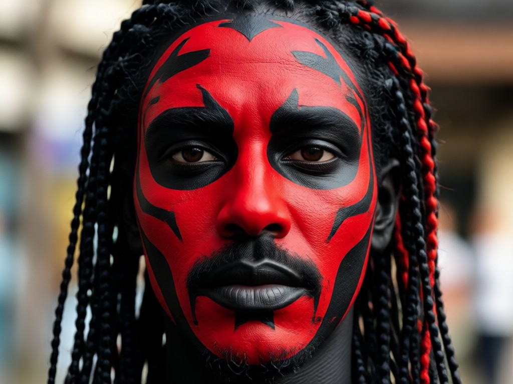 One click red black portrait transformation