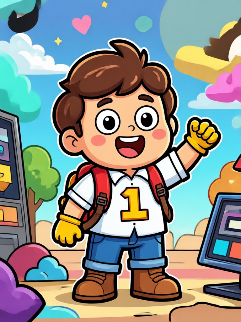 Karakter kartun seni garis minimalis