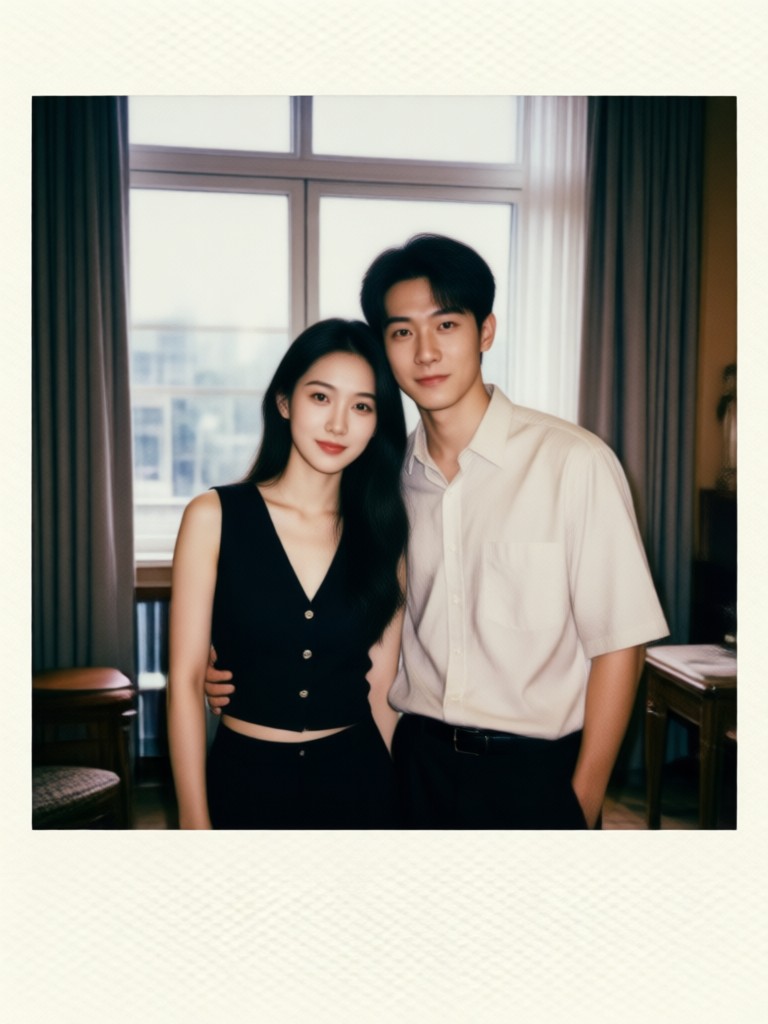 Cityscape background Polaroid couple effect