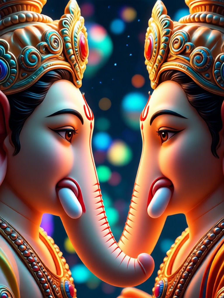 गणेश के साथ एआई जनरेटेड आशीर्वाद दृश्य