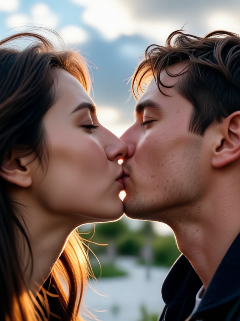 Dreamy fantasy kiss scene creator for couples