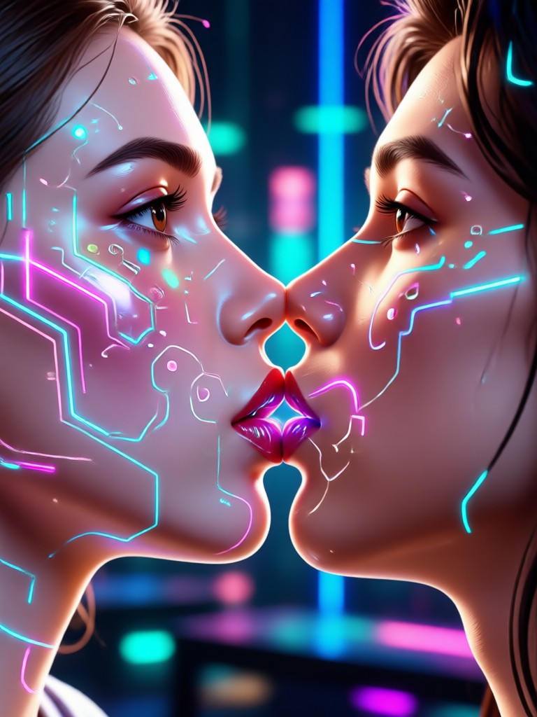 Tender reunion kiss AI video
