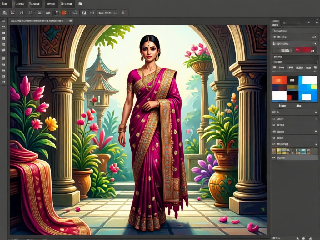 AI saree photo editing interface
