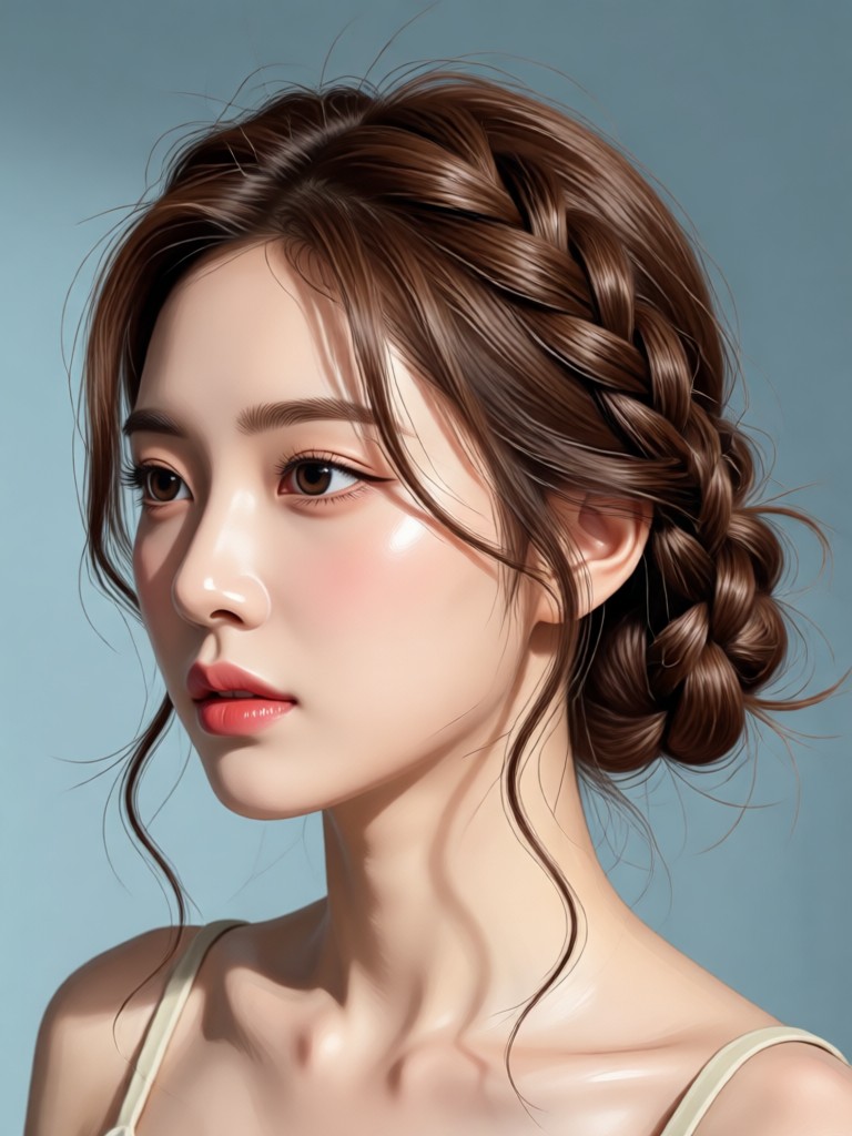 Elegant Korean updo AI hairstyle