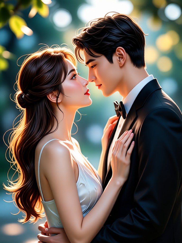 Vintage film style romantic AI portrait