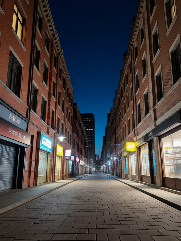 Stadtansicht bei Nacht mit künstlichen Blitzpunkten