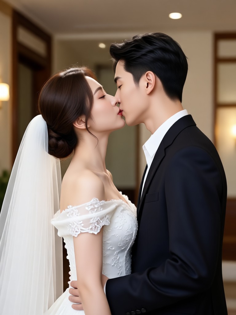 빈티지 스타일 부부 키스 애니메이션