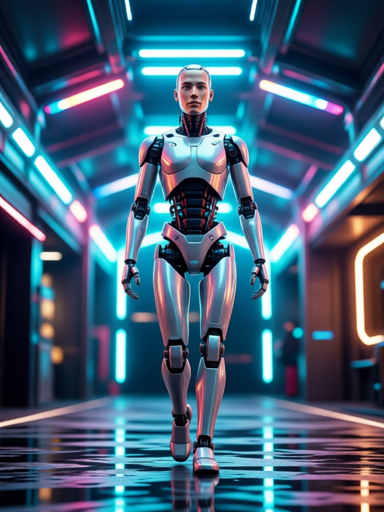 Slow motion walking video created by AI