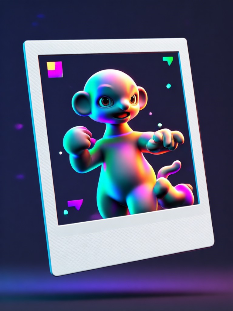 abstract art 3d polaroid effect