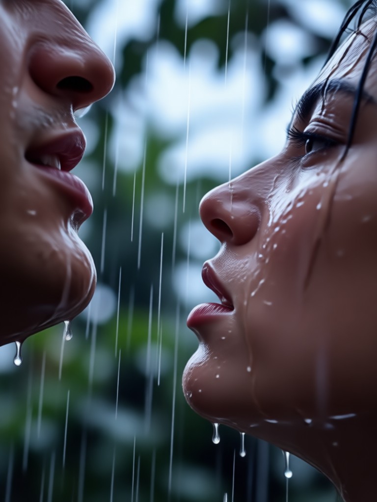 AI generated anime style rain kiss