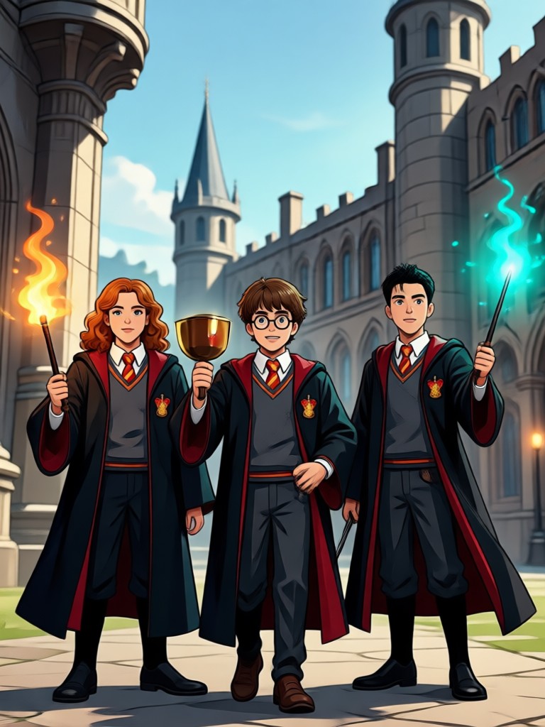 KI-Porträt eines Hufflepuff-Charakters im Gemeinschaftsraum