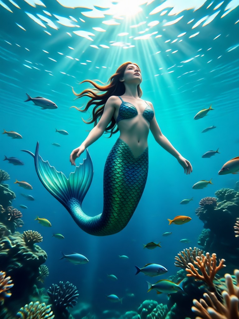 Gothic siren style mermaid AI transformation