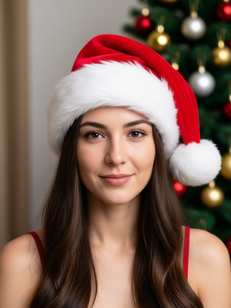 Vintage photo enhanced with a classic Santa hat