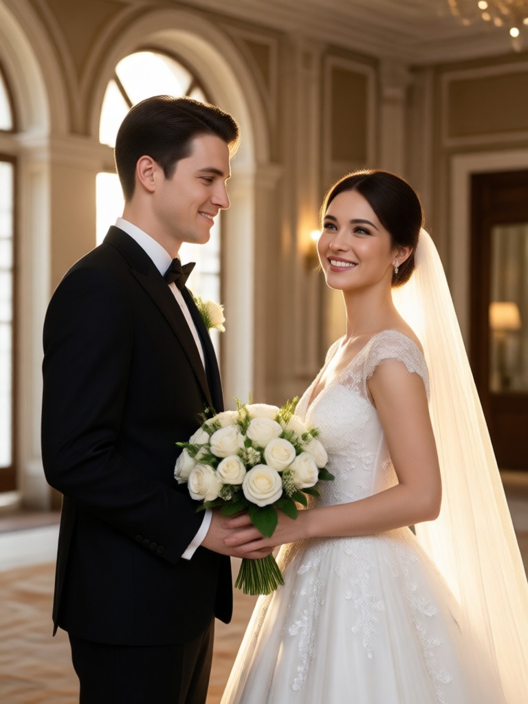 Imagen de boda con IA rústica en granja campestre