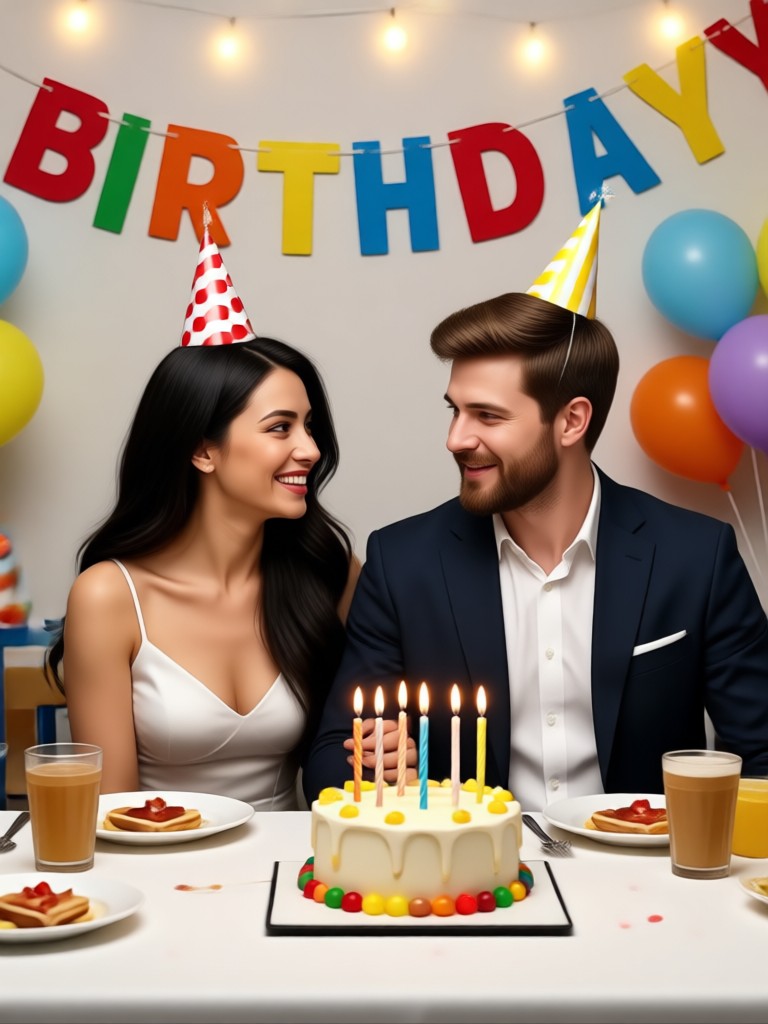 Couple photo with gentle smile and blink animation