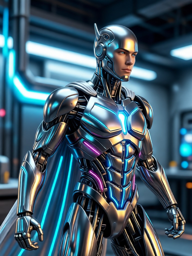 Sci-fi soldier in mech suit AI image