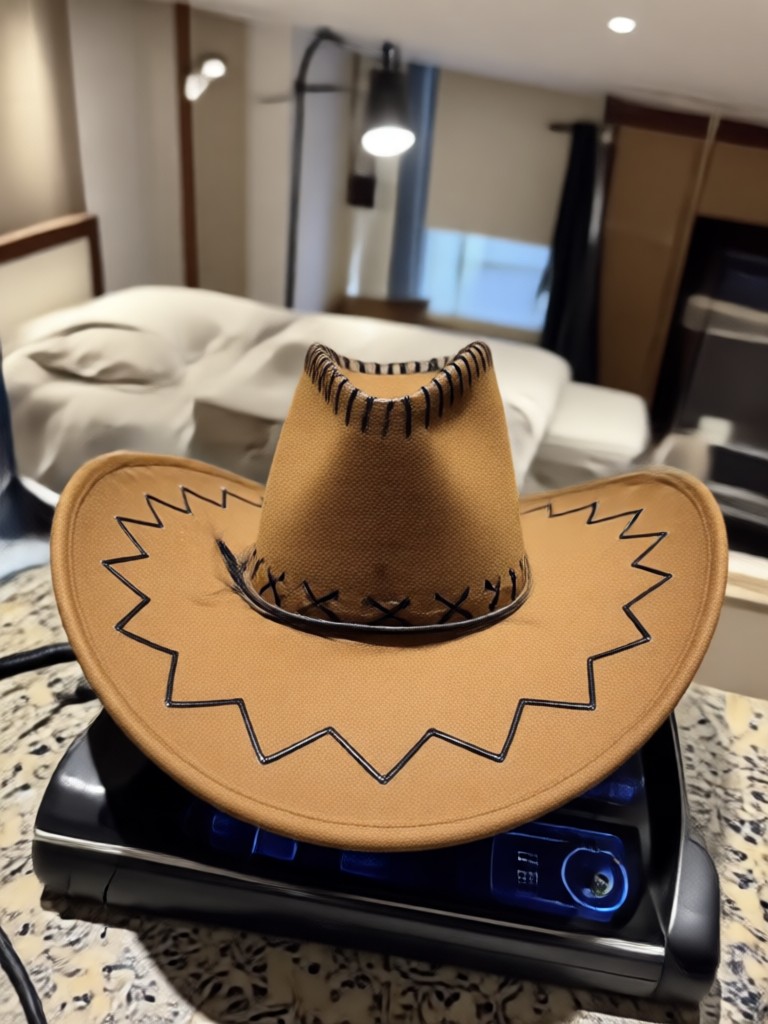 Mobile app showing cowboy hat virtual try on results