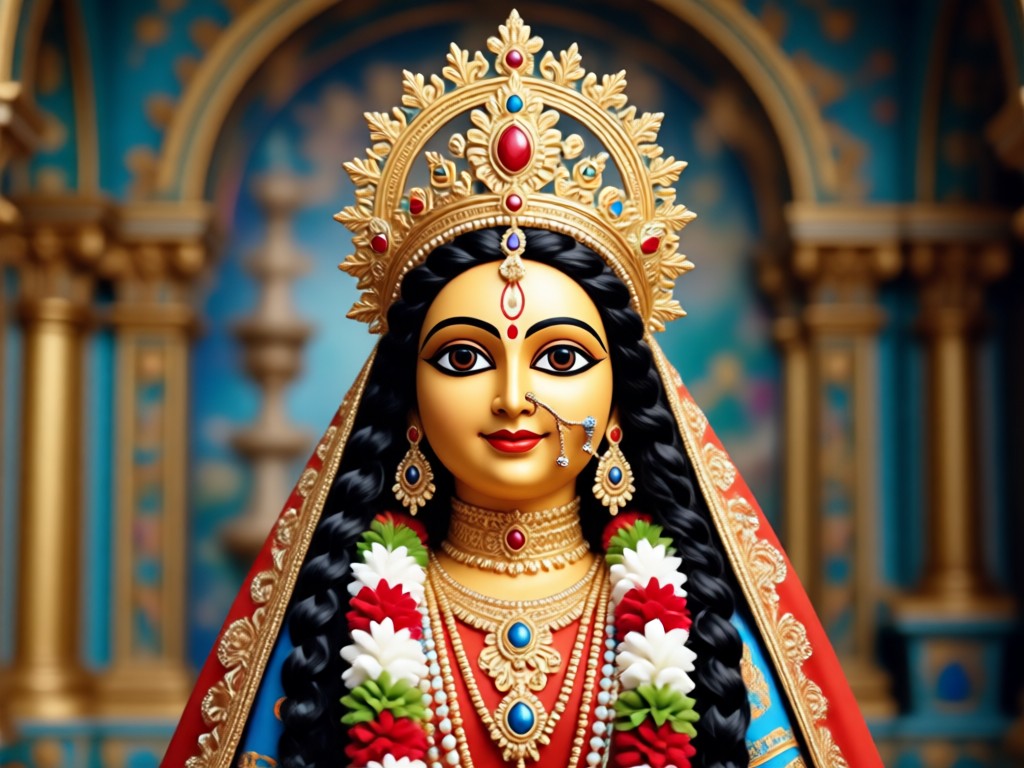 Comparison showing photo transformation to Radha Rani style