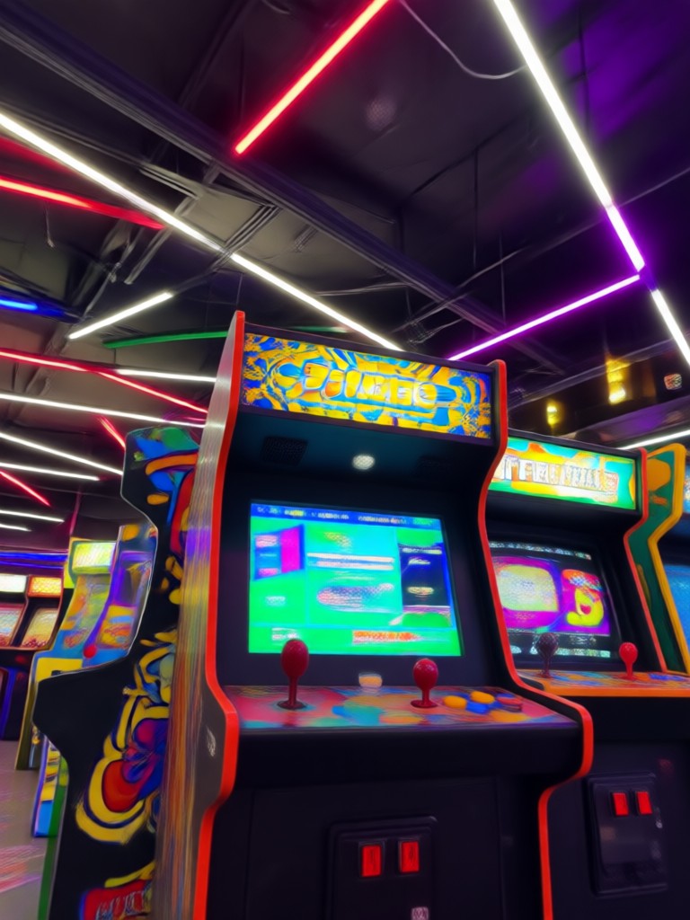 Vaporwave sunset arcade video effect