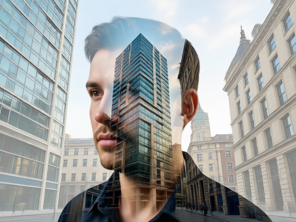 slider controls for adjusting blend and opacity in double exposure tool