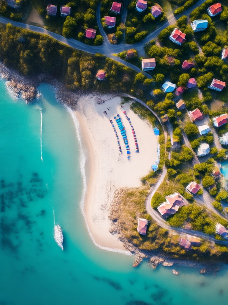 Island paradise overhead view