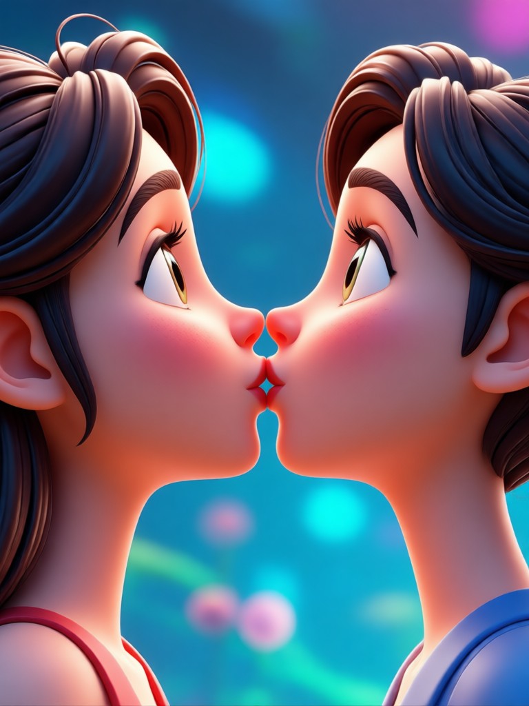 Cinematic rain kiss scene animation
