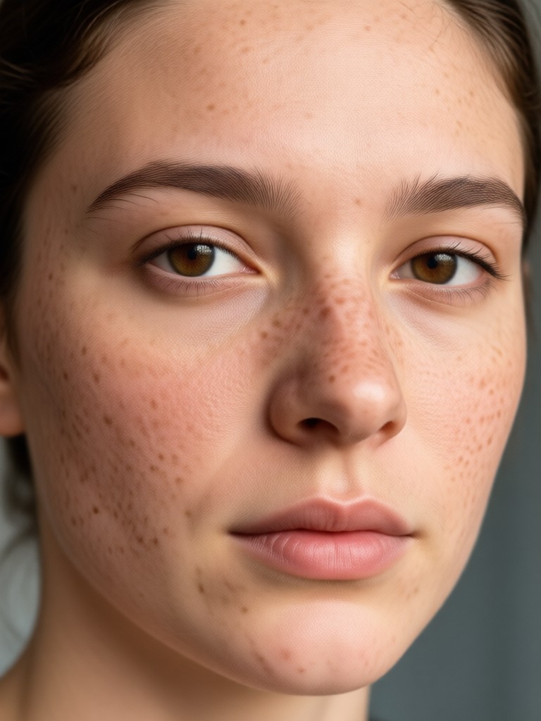 Before and after adding light freckles
