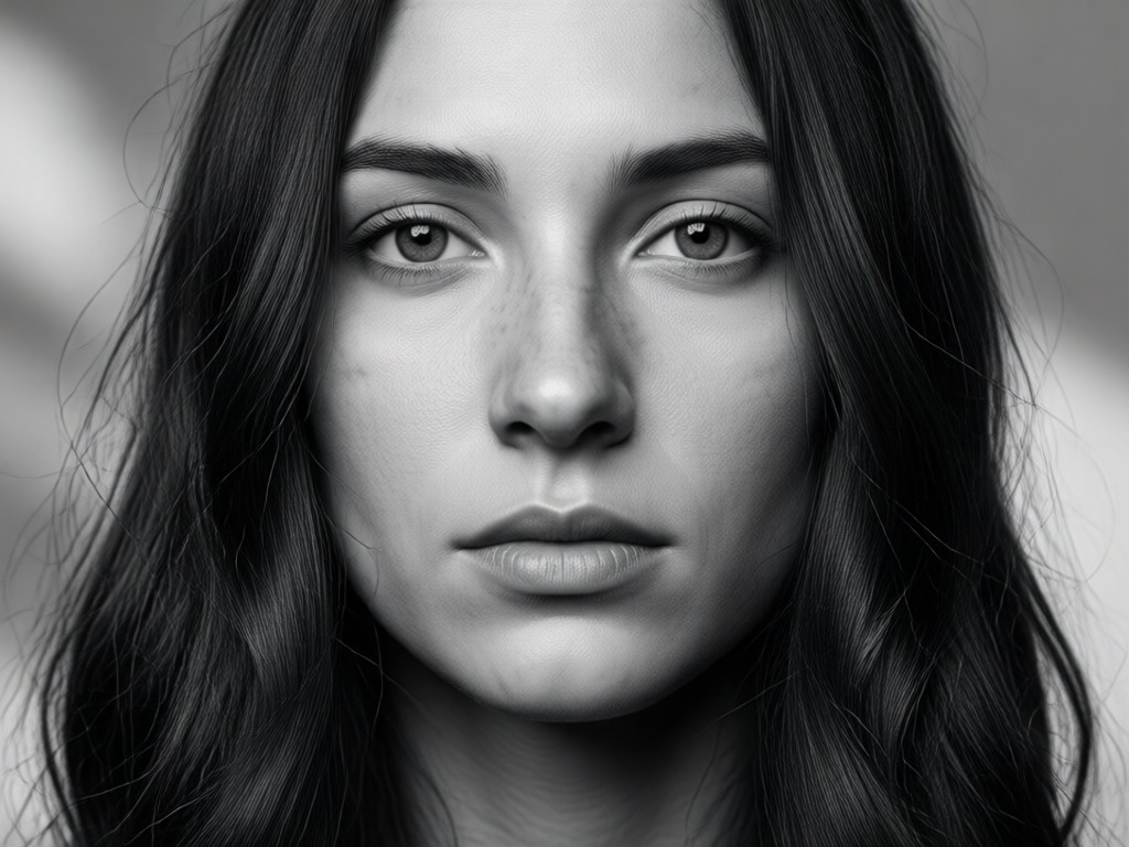 High resolution AI black and white portrait close up