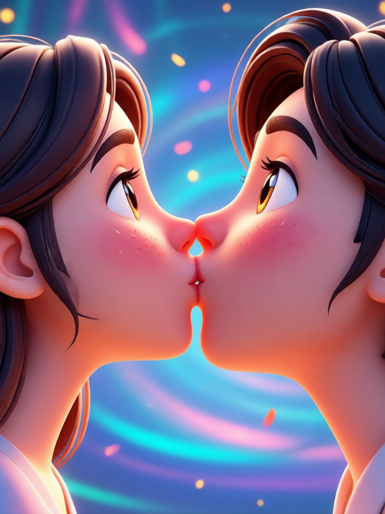 Cartoon style 3D kiss generator result