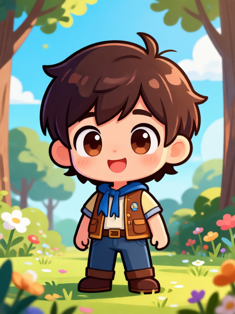 Fantasy chibi warrior with motion