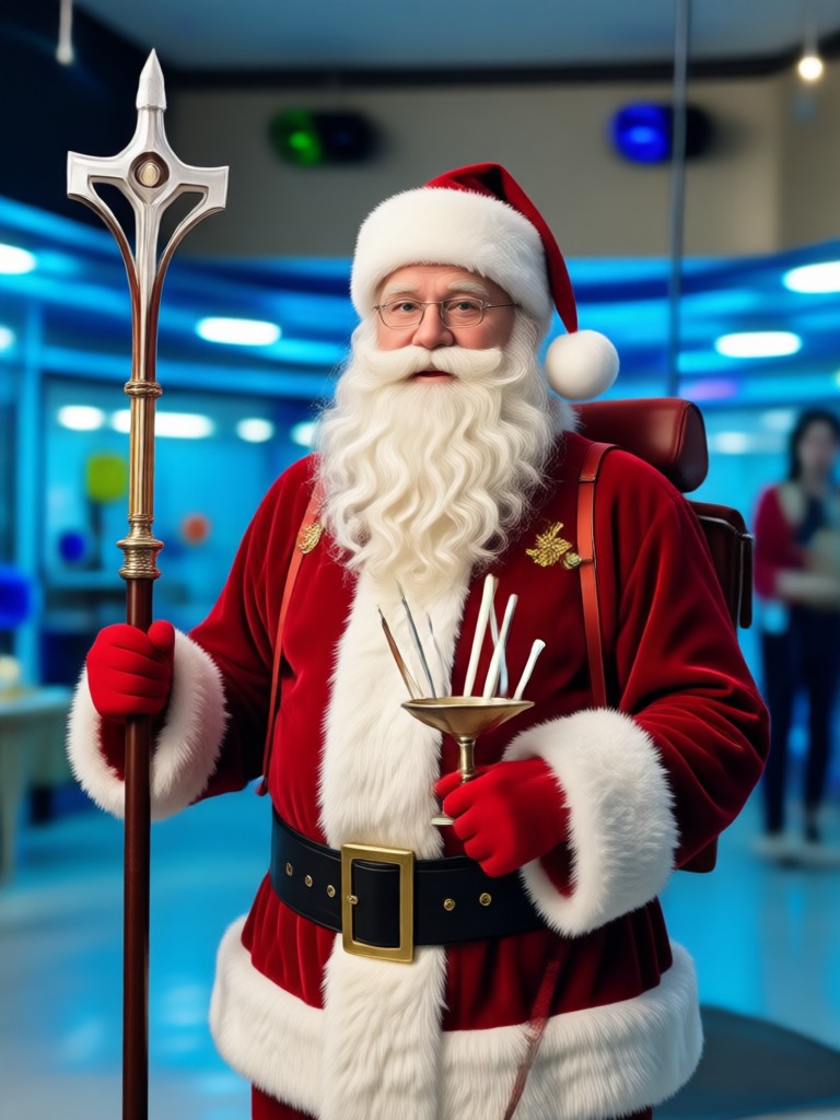 Child transformed into cute little Santa