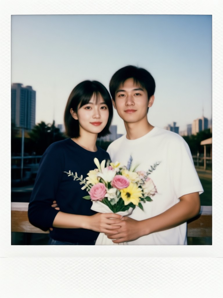 クラシック90年代ポーラロイド結婚写真効果